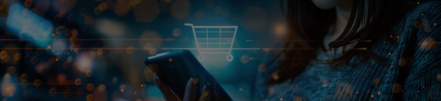 imagem de smartphone com cone de carrinho de compras simbolizando uma compra realizada pelo telefone