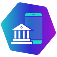 ilustração de celular e prédio referente a banco