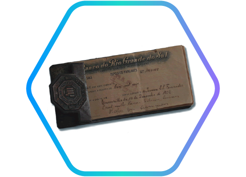 Foto de um cheque antigo.