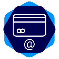 ilustra��o de cart�o e @ dentro de hexagono