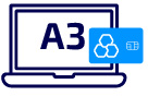 Ilustra��o de tela de computador escrito a3 e cart�o com chip e s�mbolo do Banrisul.